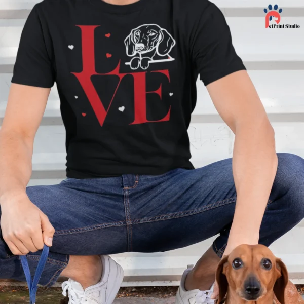 Love Dog Custom Dog Illustration Cute Dog Dog Wear Dog Owner Gift For Dog Lovers Unisex Dog t-shirt G64000 (2)